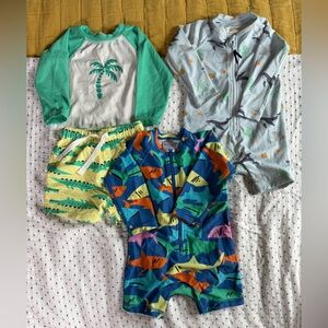 🌊 3-Piece Toddler Rashguard Swim Bundle (12–18 Months) 🐬🌴